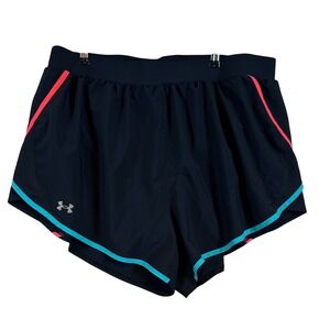 Under Armour Womens Black HeatGear Running Shorts Plus Size 2X Neon Athleisure
